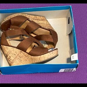 Brown Wedge Sandals- 7 1/2